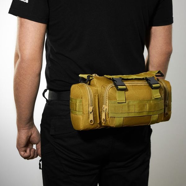 Сумка тактична Tactical, сумка нагрудна з ременем на плече 5 літрів кордура, на пояс Койот