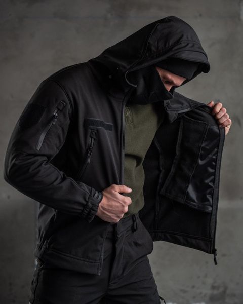 Оптом тактический костюм SoftShell Police black ВТ7623