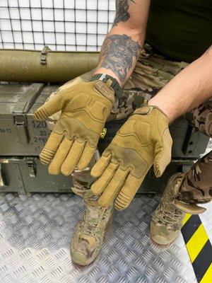 Перчатки тактические военные штурмовые койот S M с сенсорными вставками