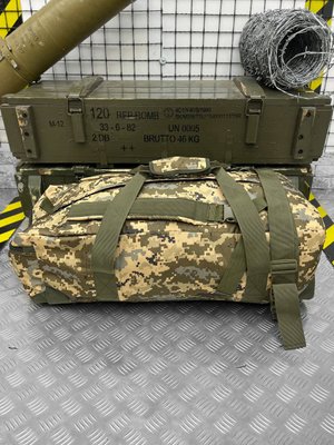 Сумка-баул армейская походная 3 в 1 на 65 л пиксель рюкзак для военных и туристов усиленный