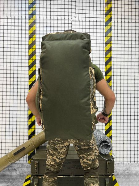 Сумка-баул армійська похідна 3 в 1 на 65 л піксель рюкзак для військових і туристів посилений