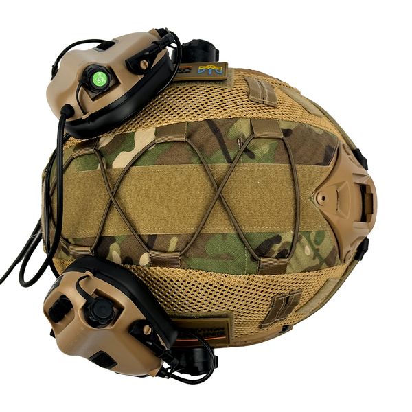 Комплект Шолом тактичний FAST Helmet NIJ IIIA + Навушники Earmor M32H MOD3 + КАВЕР