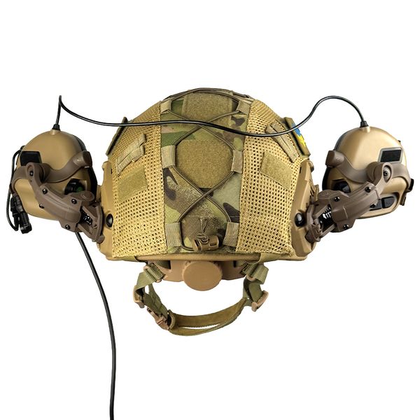 Комплект Шолом тактичний FAST Helmet NIJ IIIA + Навушники Earmor M32 MOD3 з чебурашкою + кавер мультикам