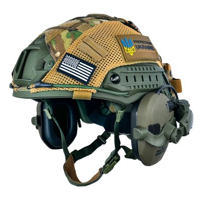 Комплект Шлем тактический FAST Helmet NIJ IIIA + Наушники Walkers Razor Slim с чебурашкой + кавер мультикам