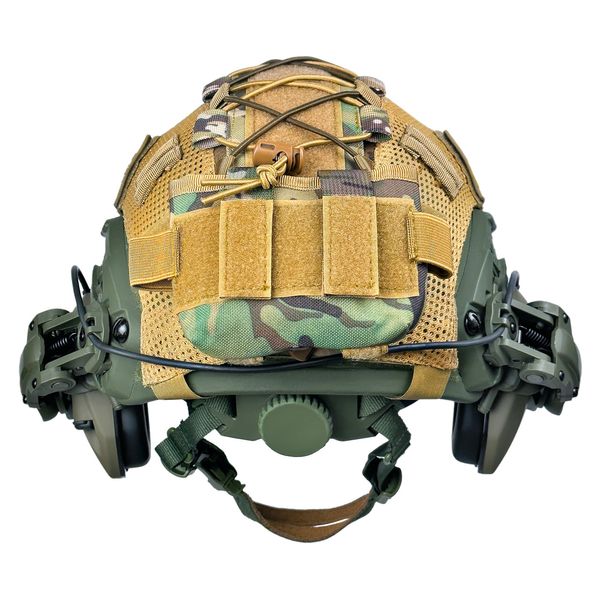 Комплект Шолом тактичний FAST Helmet NIJ IIIA + Навушники Walkers Razor Slim з чебурашкою + кавер мультикам