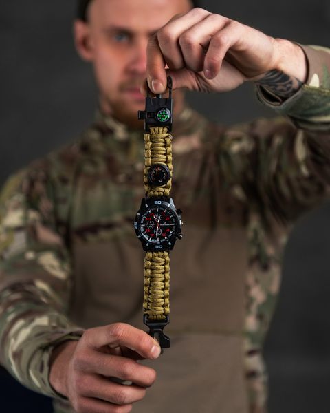 Годинник мілітарі койот компас чоловічий браслет паракорд