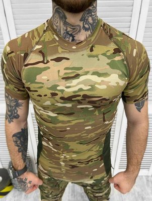 Футболка мультикам ВСУ, футболка військова, з липучкою для шеврона